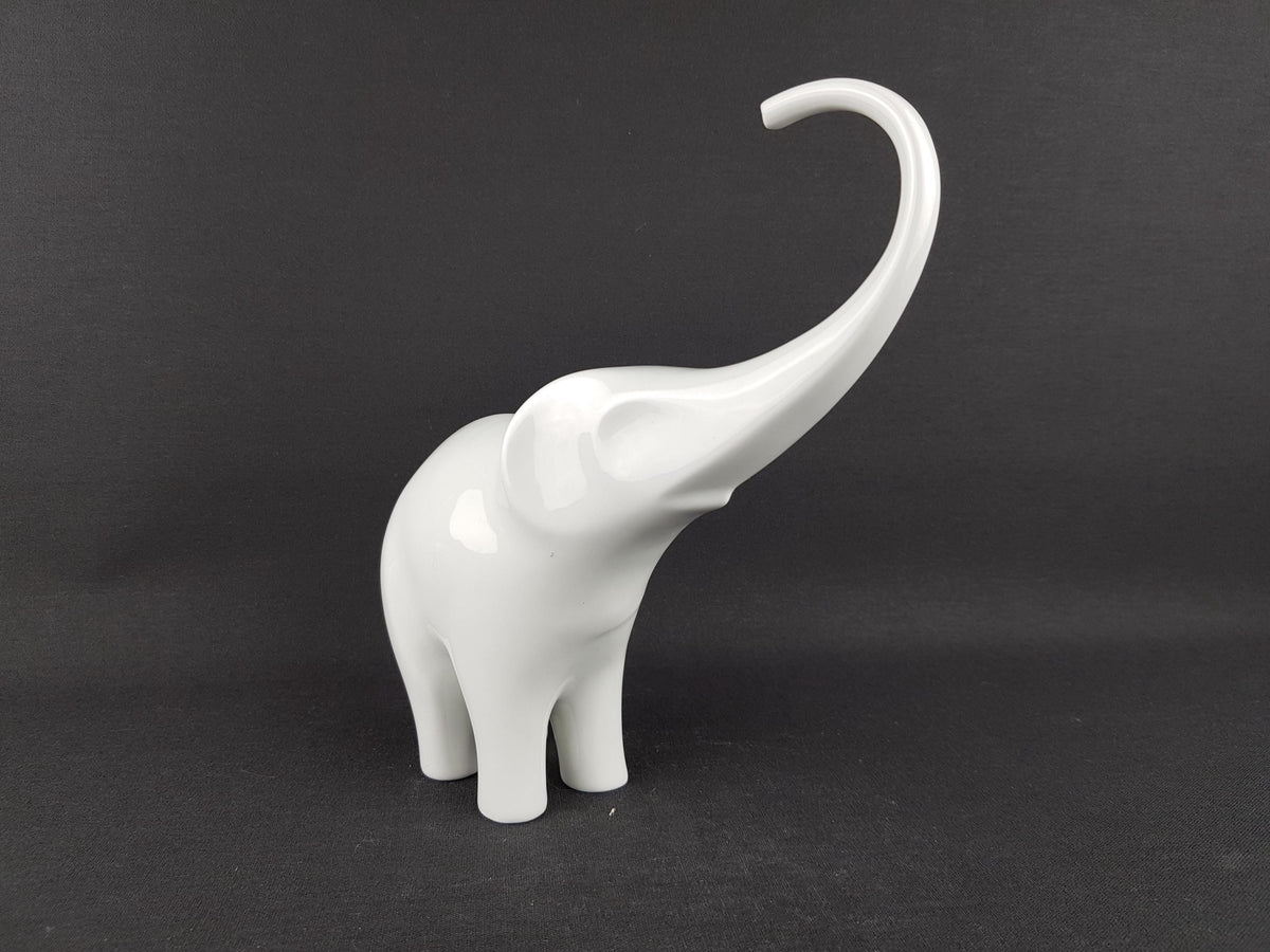 Vintage SGRAFO MODERN White Elephant Figurine by Peter Müller West German Pottery 1970s