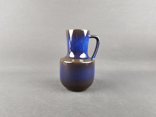 Vintage STEULER KERAMIK Handled Ink Blue Jug Vase 141-15 West German Pottery 1960s