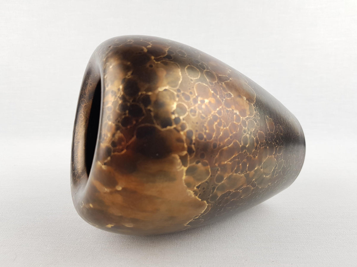 Vintage GEBRUDER SPANG Brown Bronze Ceramic Vase 219 15 West German Pottery 1970s