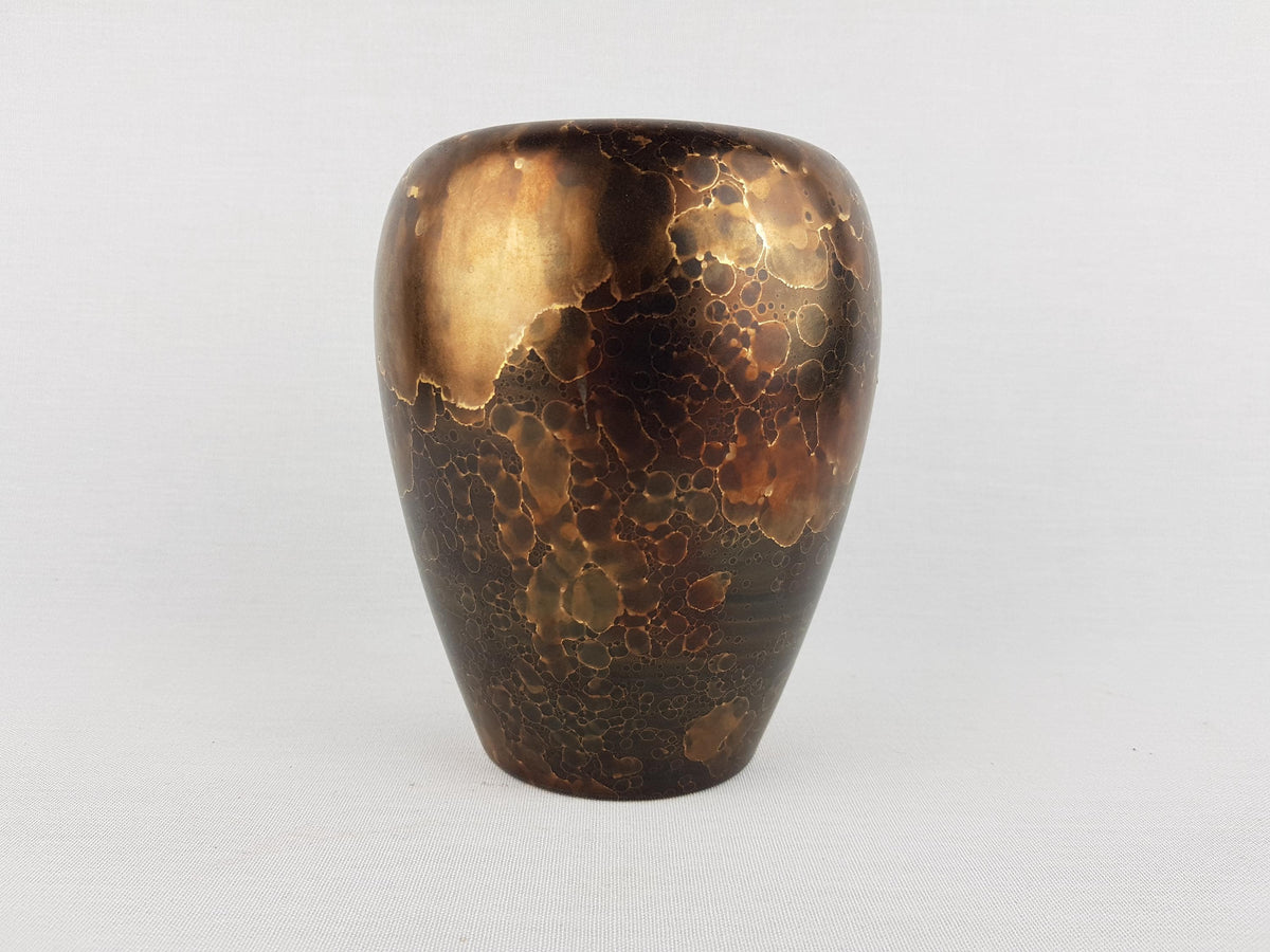 Vintage GEBRUDER SPANG Brown Bronze Ceramic Vase 219 15 West German Pottery 1970s