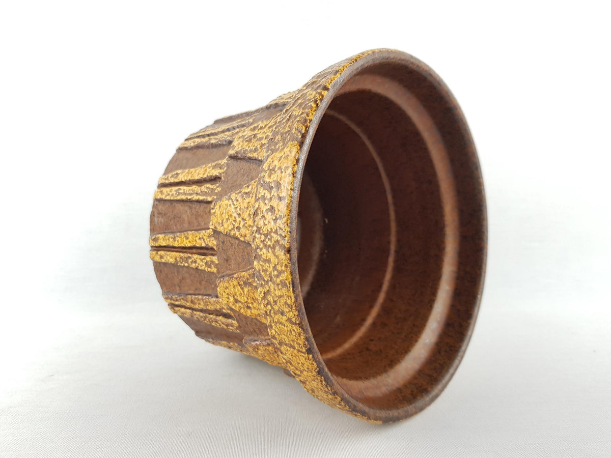 Vintage CERAMANO KERAMIK Yellow Planter Cache Pot With Epsilon Decor 4017 West German Pottery 1960s