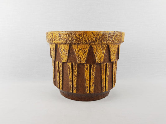 Vintage CERAMANO KERAMIK Yellow Planter Cache Pot With Epsilon Decor 4017 West German Pottery 1960s