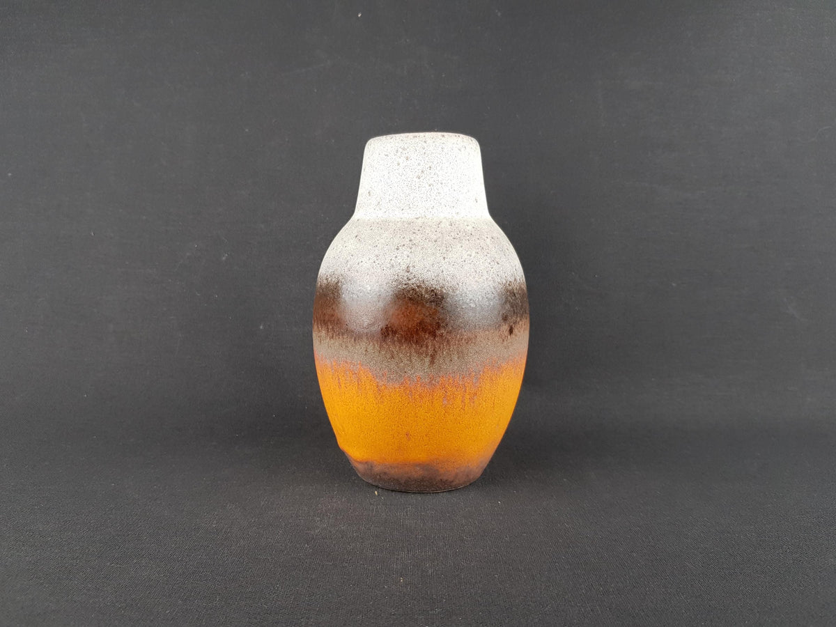 Vintage SCHEURICH KERAMIK White Brown and Orange Vase 414-16 West German Pottery 1960s