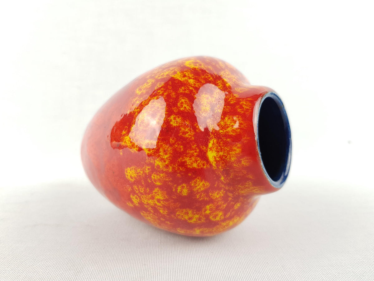 Vintage SCHEURICH KERAMIK Red Orange and Yellow Fat Lava Vase 550 10 West German Pottery 1970s