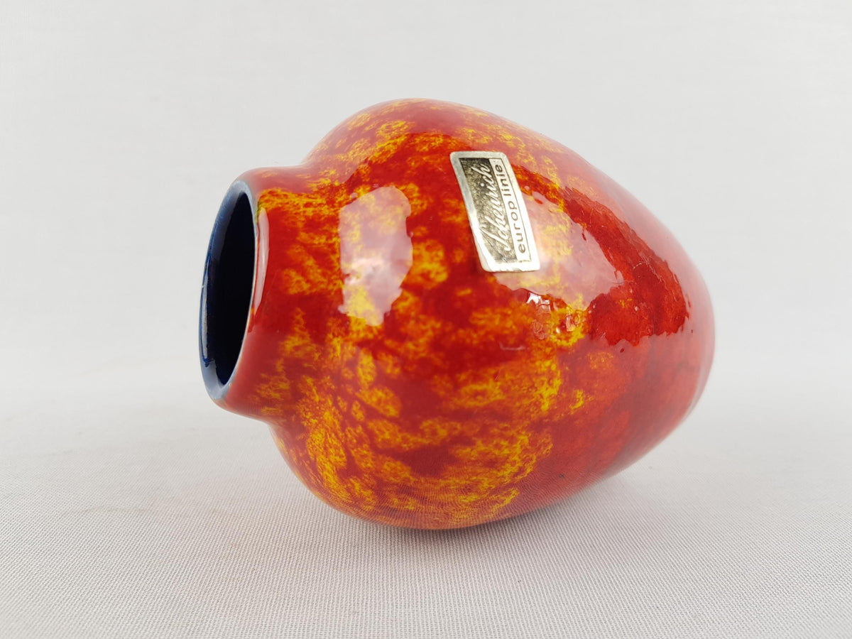 Vintage SCHEURICH KERAMIK Red Orange and Yellow Fat Lava Vase 550 10 West German Pottery 1970s