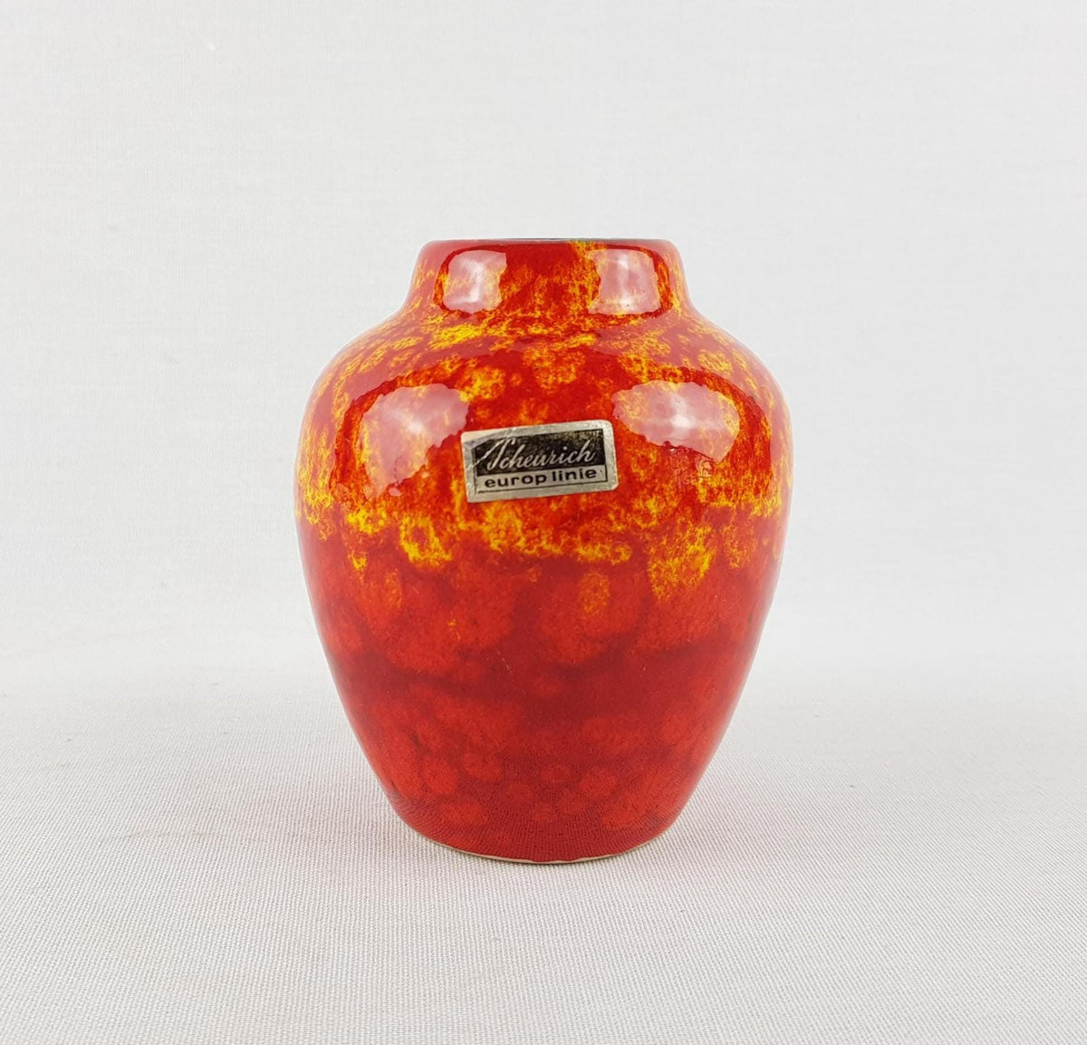 Vintage SCHEURICH KERAMIK Red Orange and Yellow Fat Lava Vase 550 10 West German Pottery 1970s