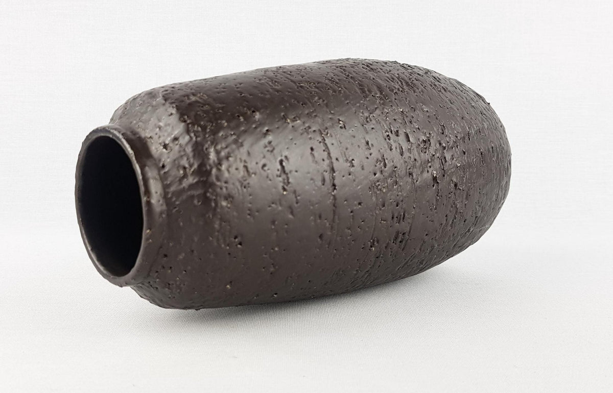 Vintage SCANDINAVIAN STUDIO POTTERY Black Ceramic Vase in Gunnar Nylund Style Mid Century Modern