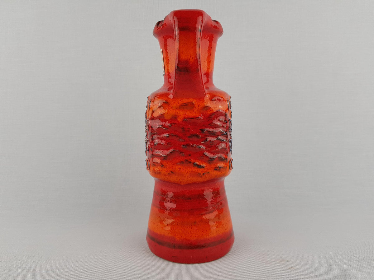 Vintage DUMLER UND BREIDEN Orange Pitcher Vase 72 20 Relief Serie with Star Decor 1960s 1970s