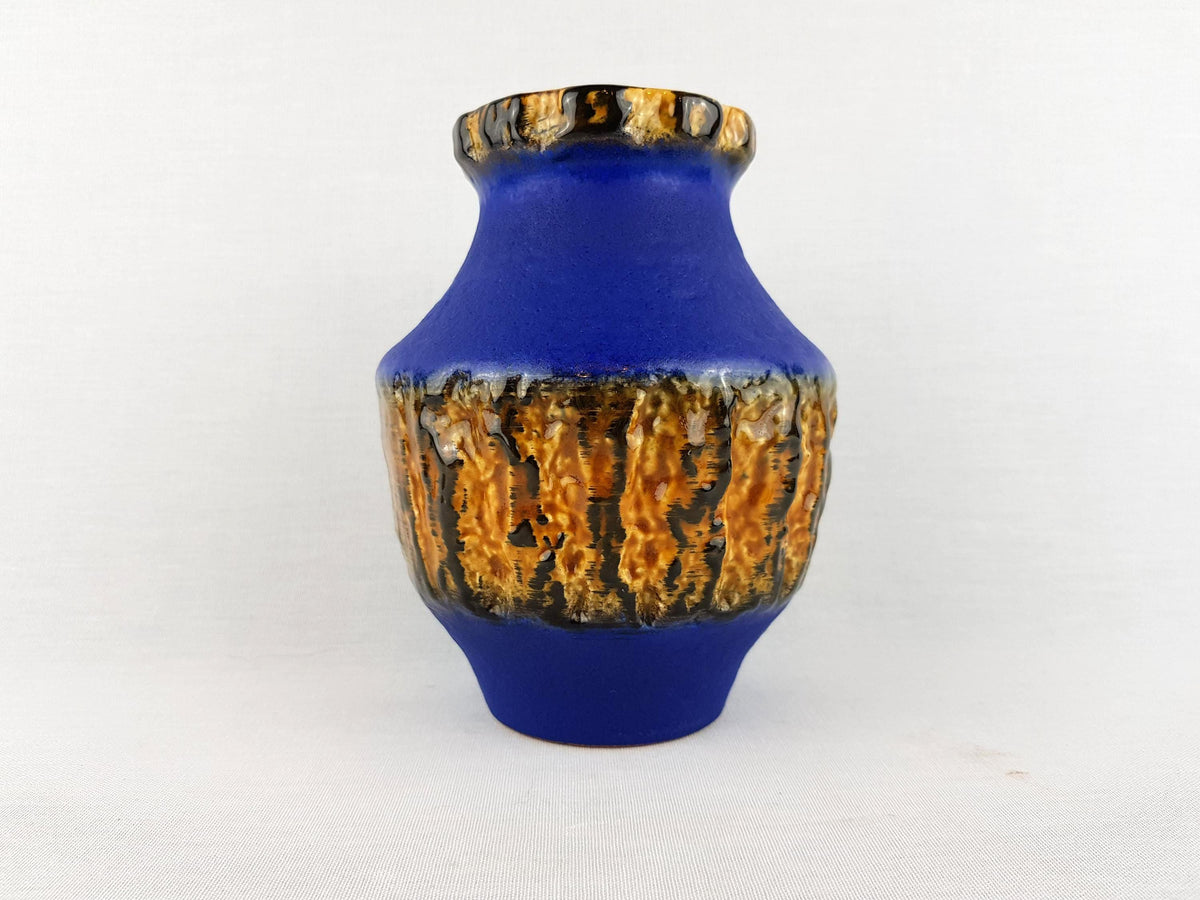 Vintage CARSTENS KERAMIK Blue Yellow Vase 217/15 West German Pottery 1970s
