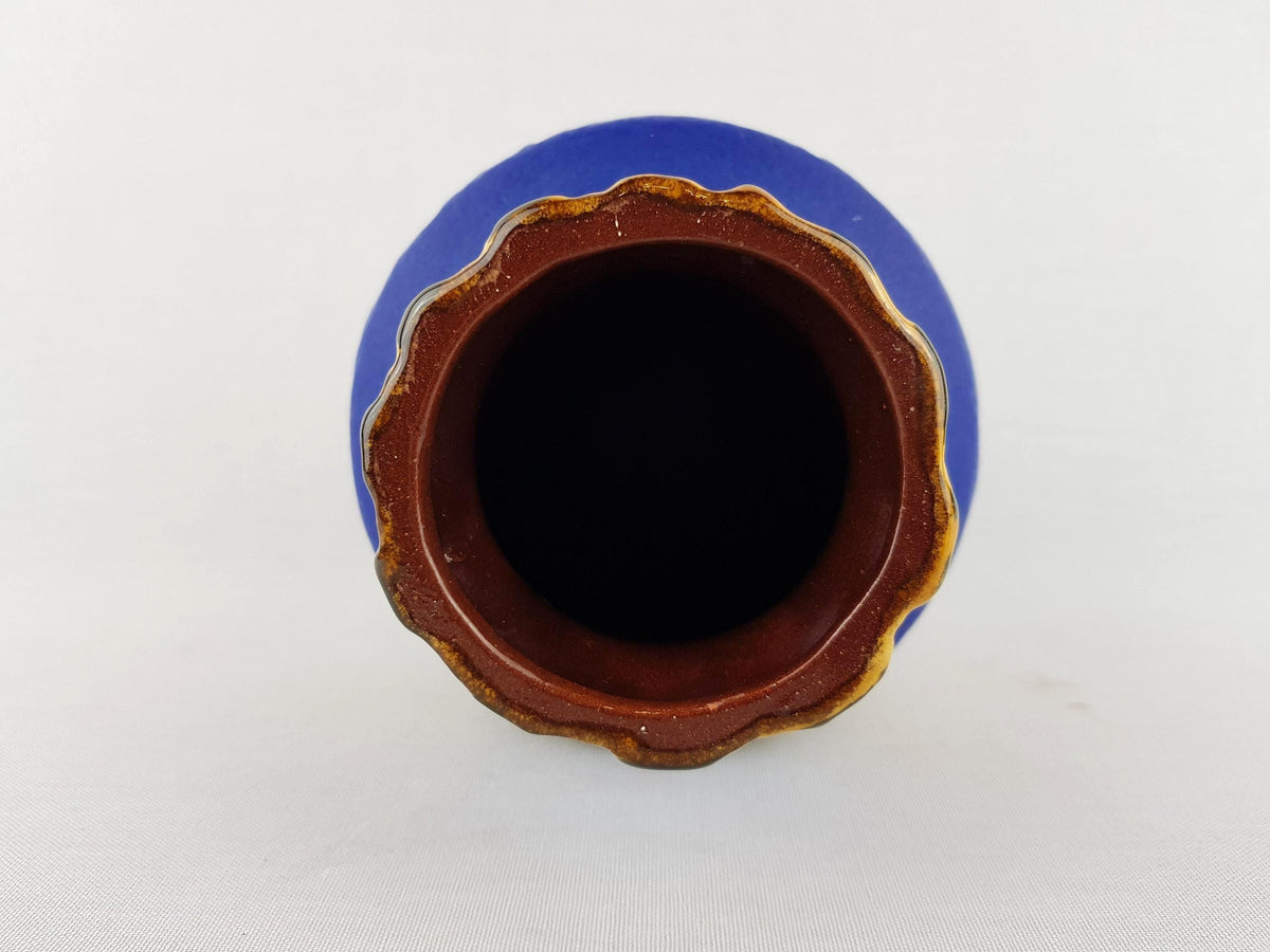 Vintage CARSTENS KERAMIK Blue Yellow Vase 217/15 West German Pottery 1970s