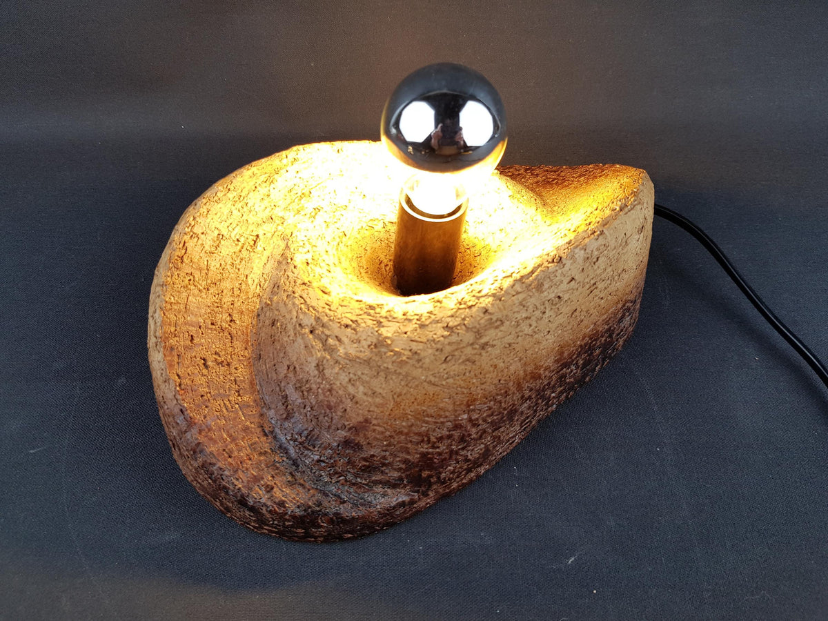 Mid-Century Modern Brutalist Chamotte Clay Wall Art Light | Dutch Pottery 1960-70s