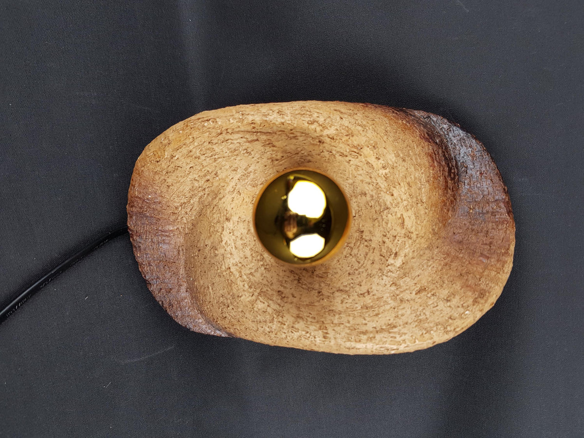 Mid-Century Modern Brutalist Chamotte Clay Wall Art Light | Dutch Pottery 1960-70s