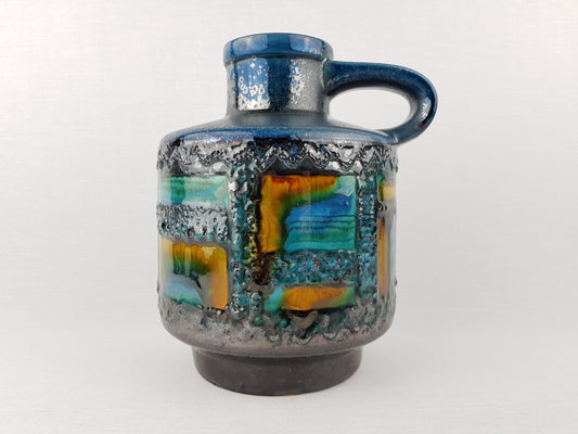Vintage CARSTENS TONNIESH0F KERAMIK Handled Turquoise Blue Vase Ontario Decor 1531 20 West German Pottery 1968