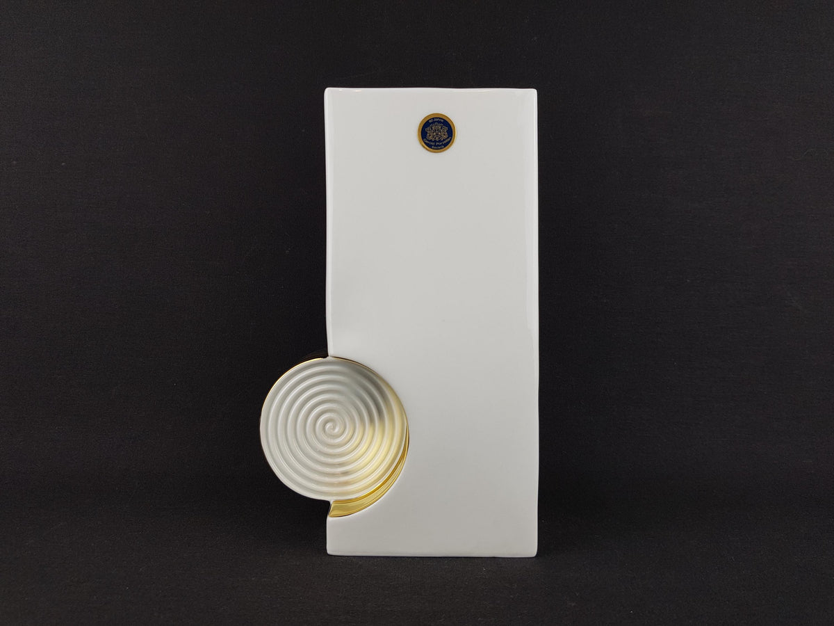 Vintage GEROLD PORZELLAN White Porcelain Vase With Golden Decor 51 West Germany 1984