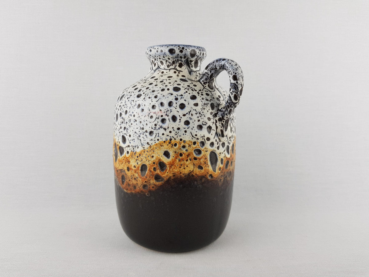 Vintage JASBA KERAMIK White and Brown Fat Lava Vase from the "Florina" Series 905 12 19 West German Pottery 1970s
