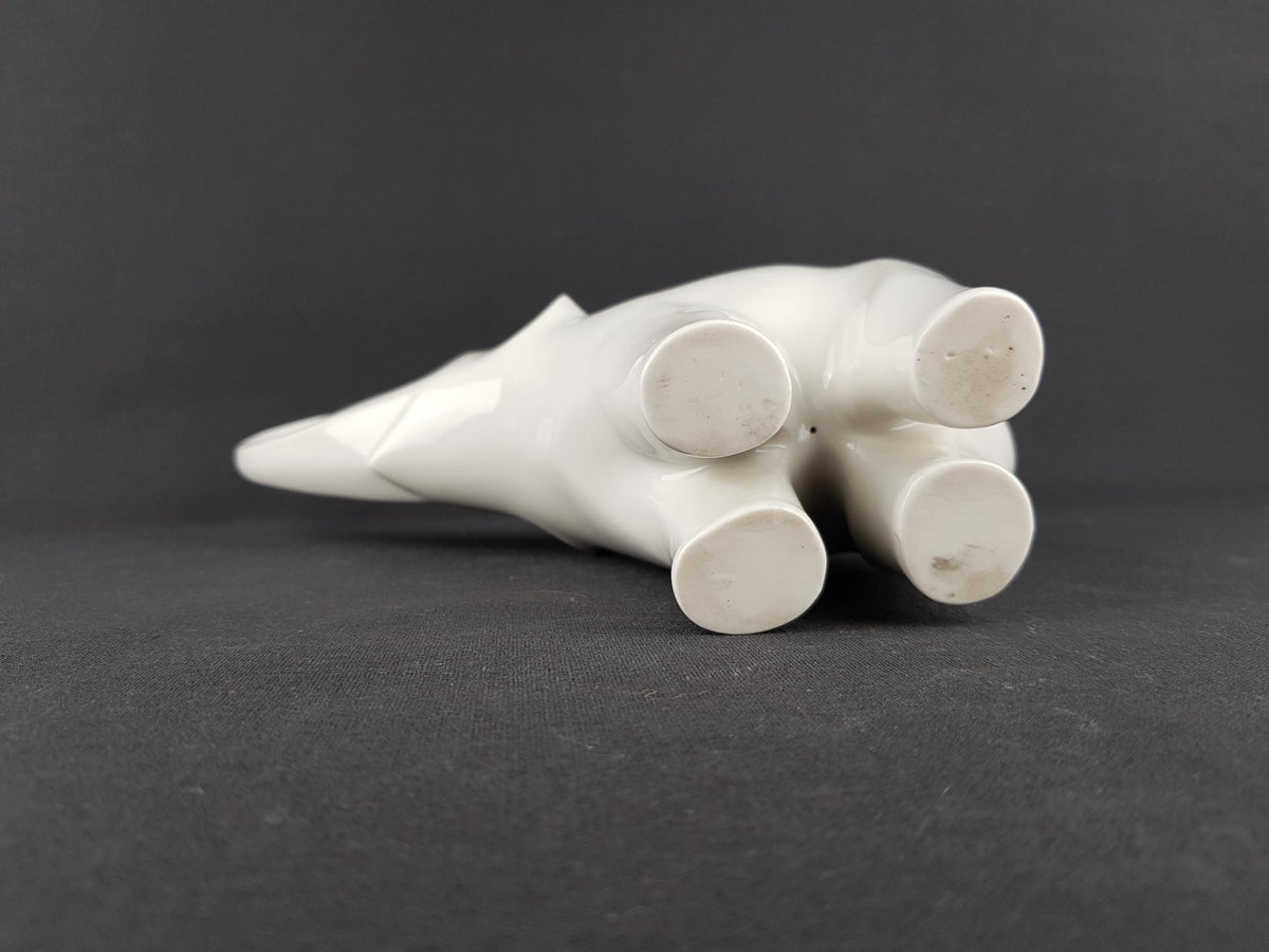 Vintage SGRAFO MODERN White Elephant Porcelain Figurine by Peter Müller West German Pottery 1970s