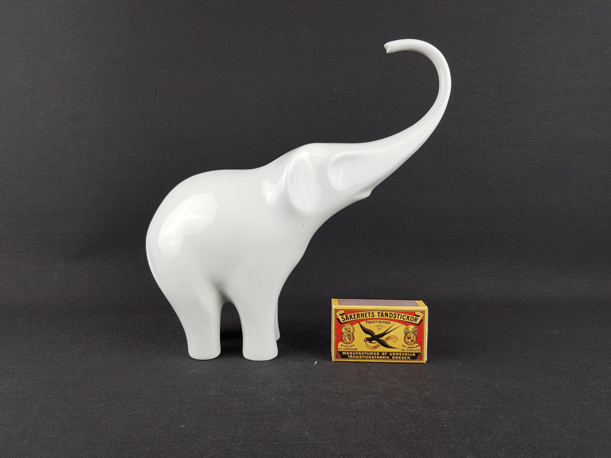 Vintage SGRAFO MODERN White Elephant Figurine by Peter Müller West German Pottery 1970s