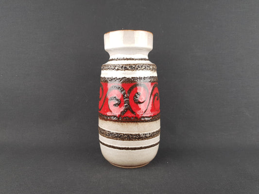 Vintage SCHEURICH KERAMIK White Vase With Fat lava Swirl Decor 242-22 West German Pottery 1970s
