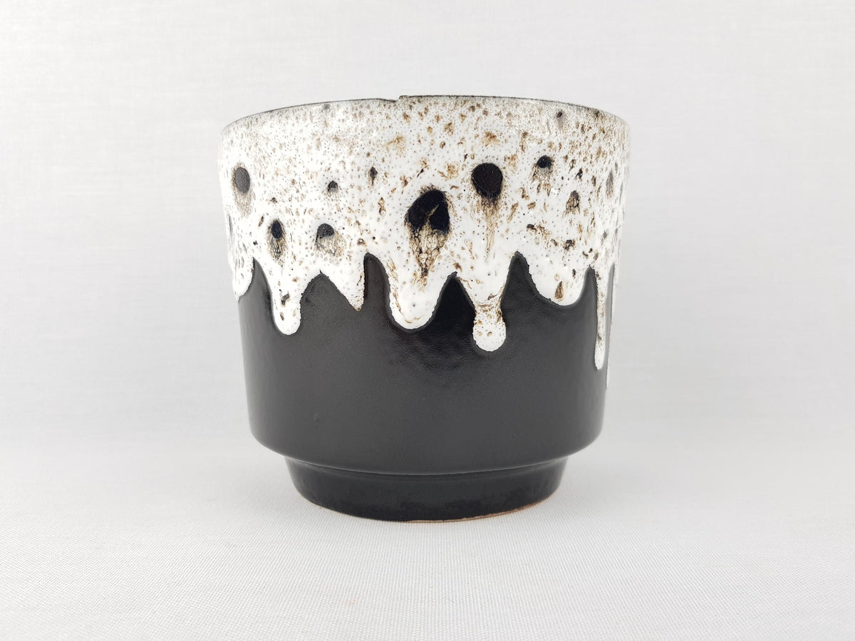 Vintage ES KERAMIK (Emons und Sohne) Black and White Fat Lava Planter Flower Pot West German Pottery 1970s