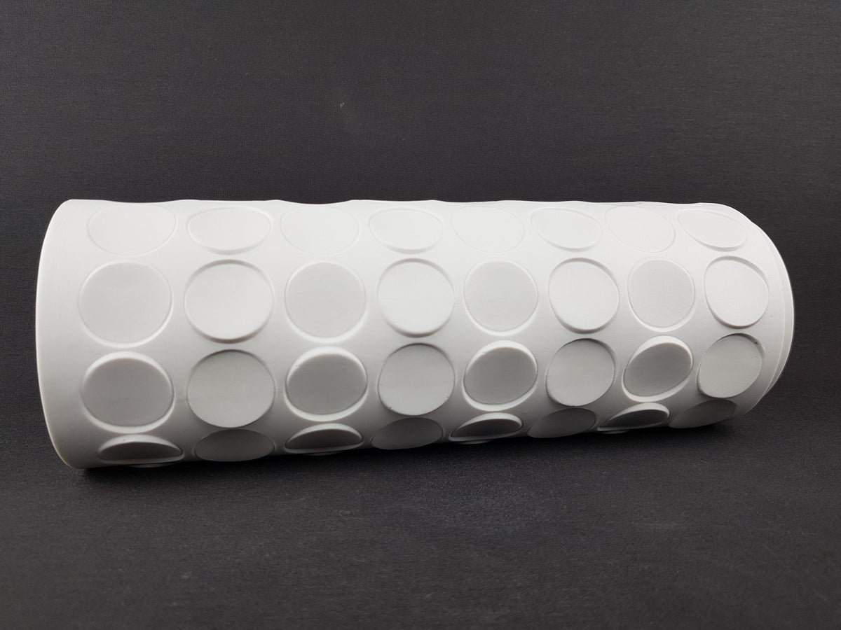 Vintage WINTERLING Biscuit Porzellan White Cylinder Porcelain Op Art Vase From Schwarzenbach West Germany 1970s