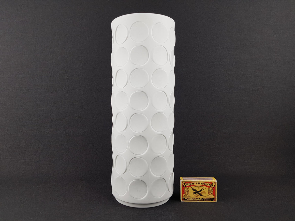 Vintage WINTERLING Biscuit Porzellan White Cylinder Porcelain Op Art Vase From Schwarzenbach West Germany 1970s