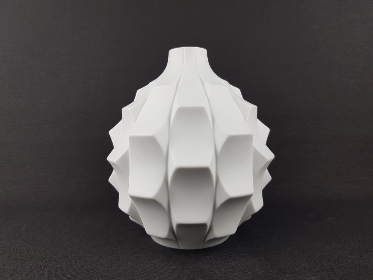 Vintage HUTSCHENREUTHER PORCELAIN Op Art ARTICHOKE Vase by Fuchs 1960-70s