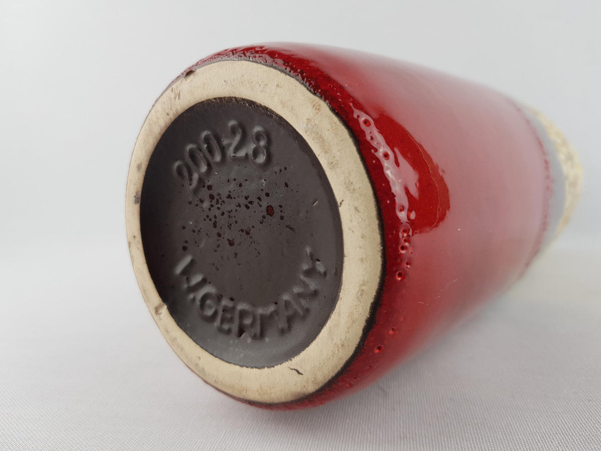 Vintage Scheurich Keramik Red Vase: West German Fat Lava Pottery