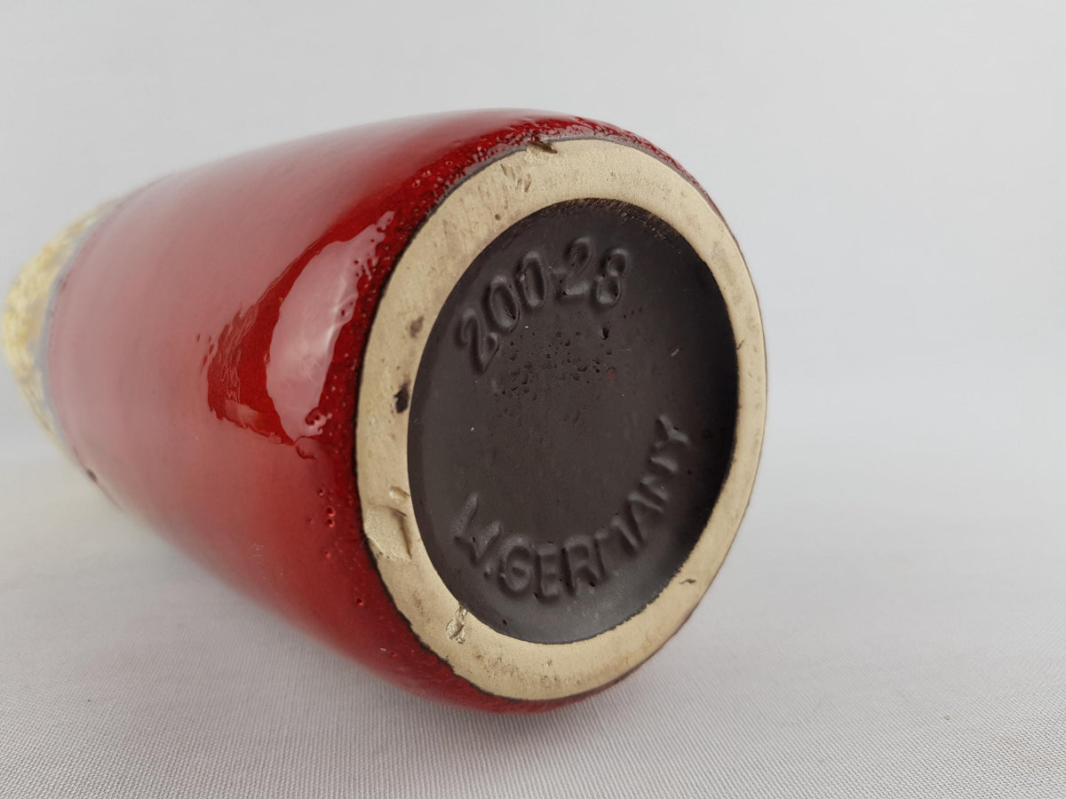 Vintage Scheurich Keramik Red Vase: West German Fat Lava Pottery