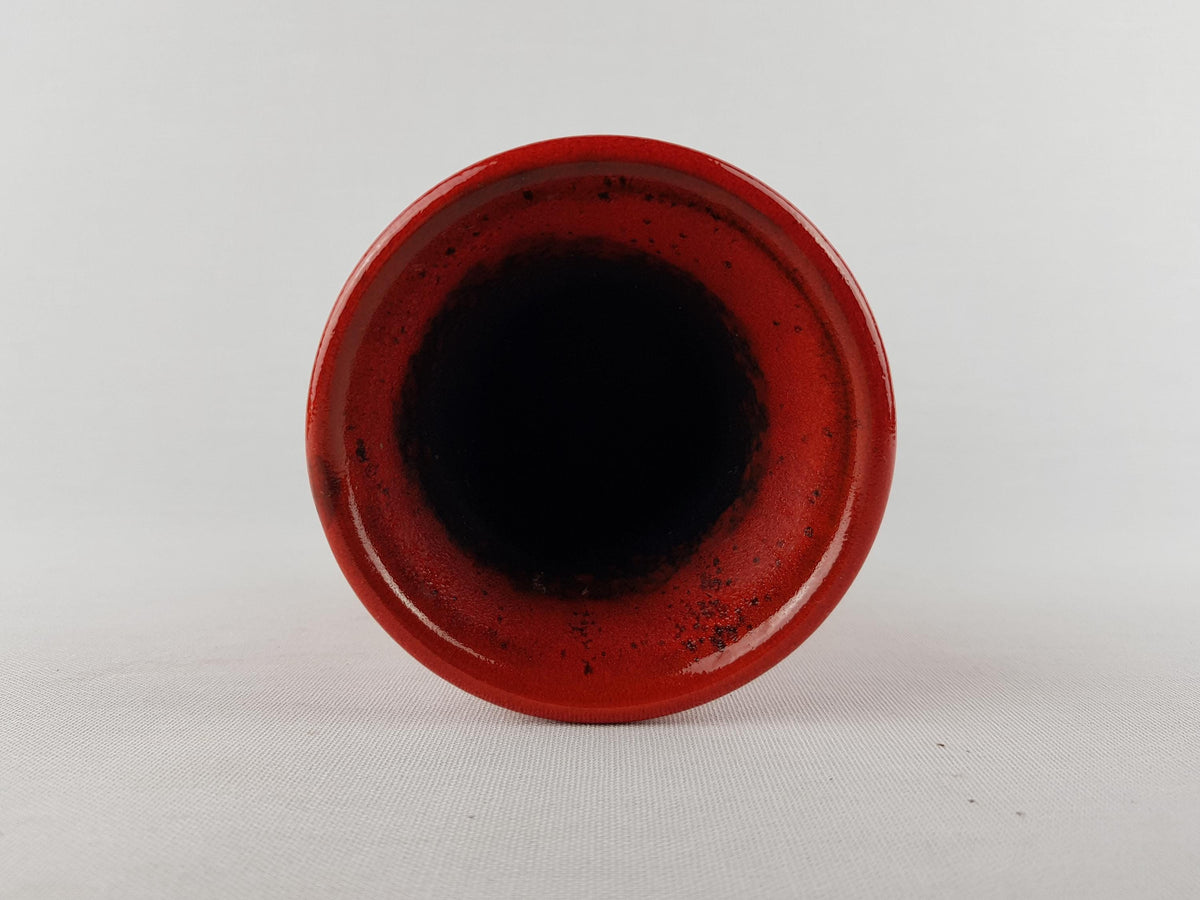 Vintage JASBA Trumpet Vase: Red Orange Glazed West German Pottery