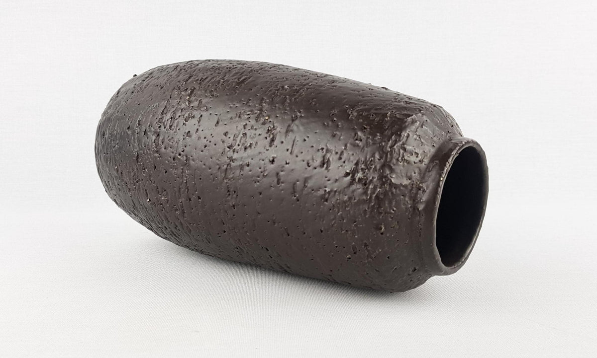 Vintage SCANDINAVIAN STUDIO POTTERY Black Ceramic Vase in Gunnar Nylund Style Mid Century Modern