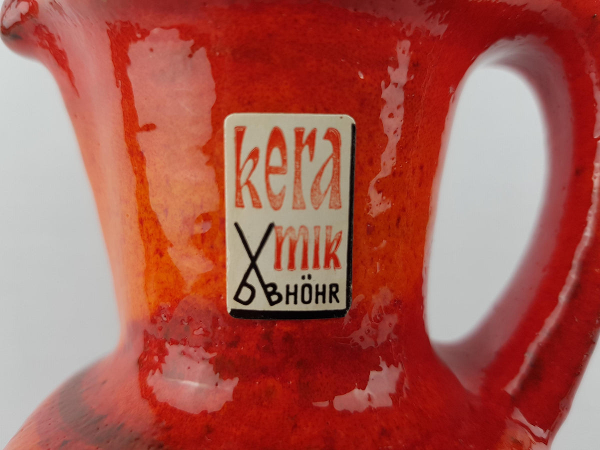Vintage DUMLER UND BREIDEN Orange Pitcher Vase 72 20 Relief Serie with Star Decor 1960s 1970s