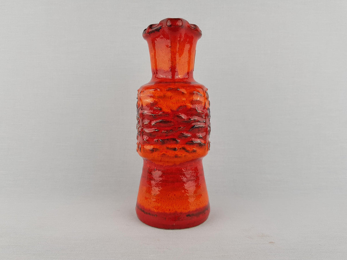 Vintage DUMLER UND BREIDEN Orange Pitcher Vase 72 20 Relief Serie with Star Decor 1960s 1970s