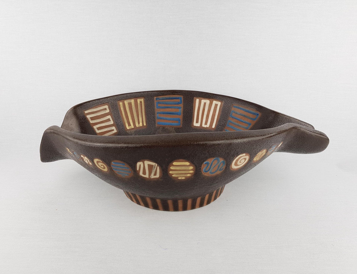 XL Vintage CERAMANO Bowl with Aurelia Decor by Hanns Welling West German Pottery 1960s