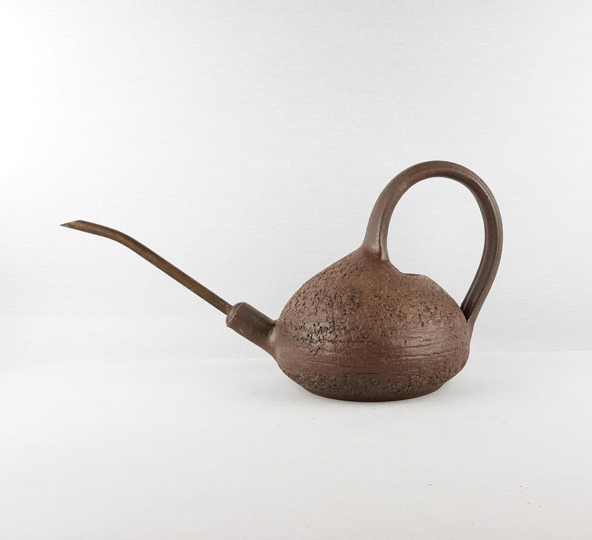 Vintage GERHARD BAUER Studio Pottery Brown Watering Can West Germany 1970s