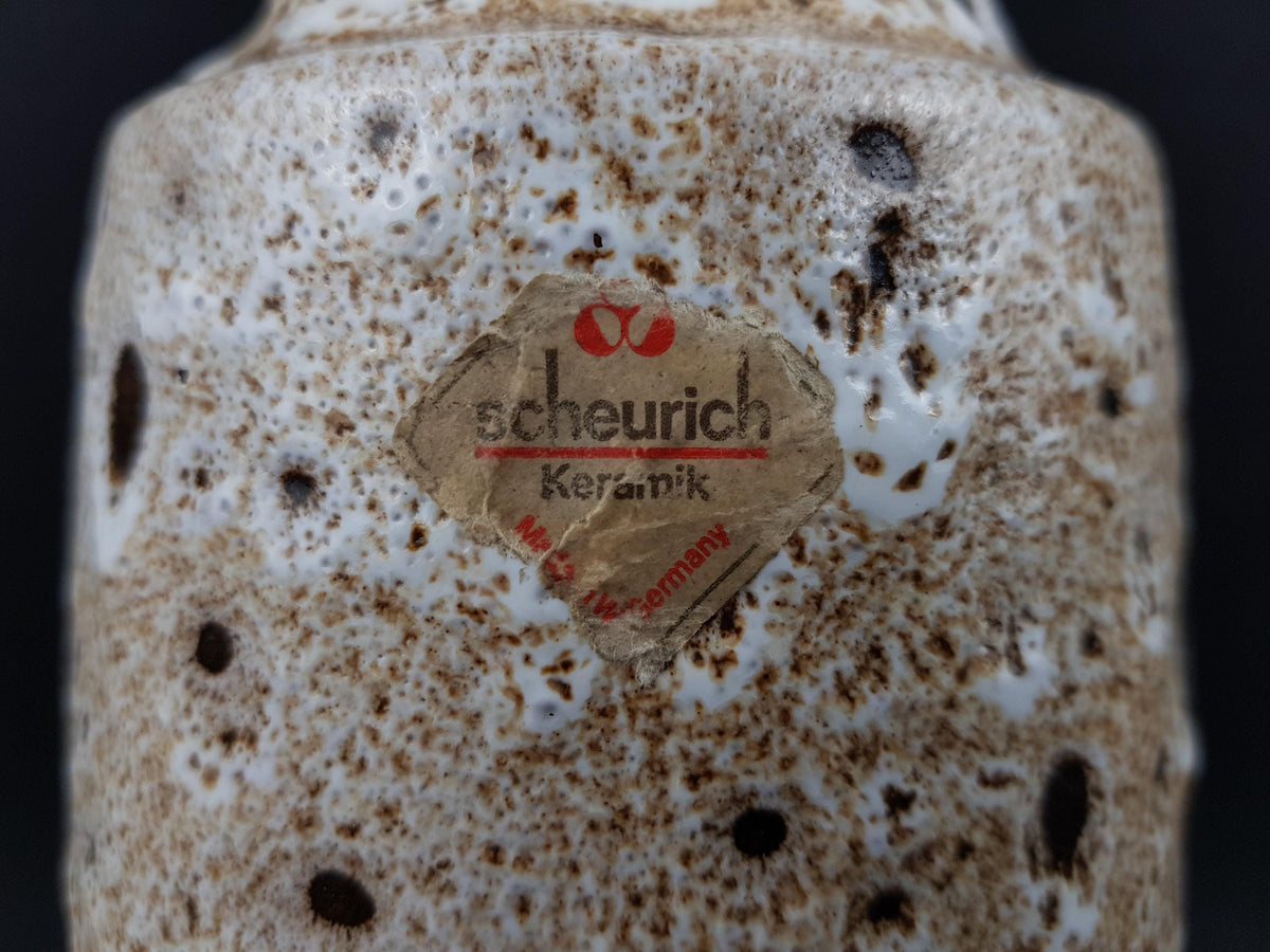 Vintage Scheurich Keramik 242-22 Fat Lava Vase Beige Brown | West German Pottery 1970s | Original Paper Label
