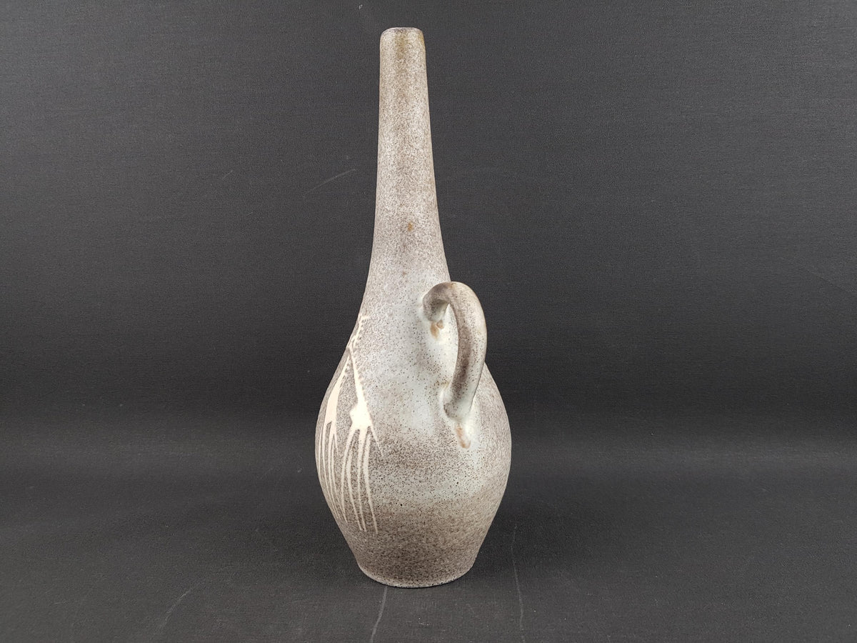 Vintage RUSCHA KERAMIK Gray Handled Vase With Giraffe Decor by Kurt Tschörner 339 West German Pottery 1970s