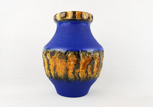 Vintage CARSTENS KERAMIK Blue Yellow Vase 217/15 West German Pottery 1970s
