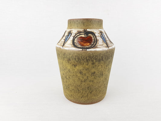 Vintage CERAMANO Vase, ''Manzana'' decor West German Pottery 1960s