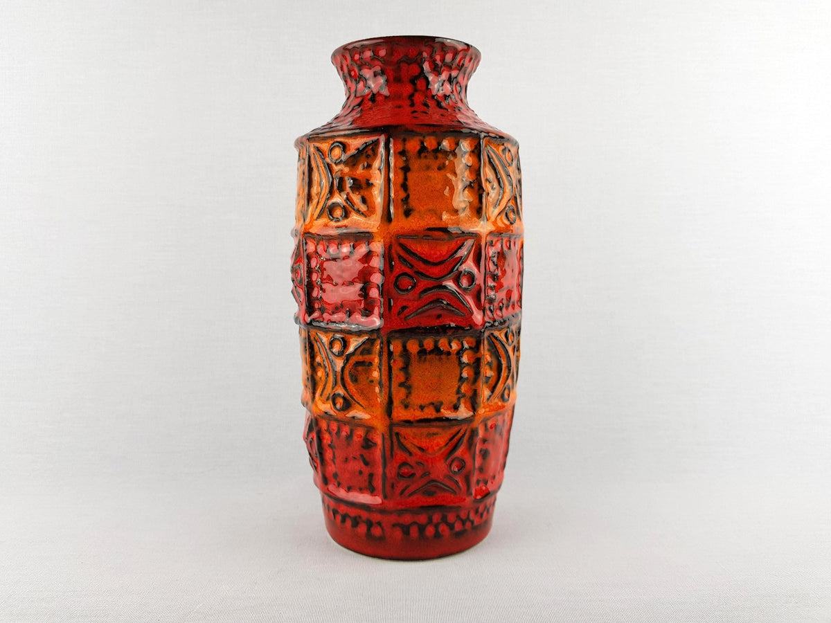 Vintage BAY KERAMIK Red and Orange Vase 61 25 West German Pottery 1960s 1970s