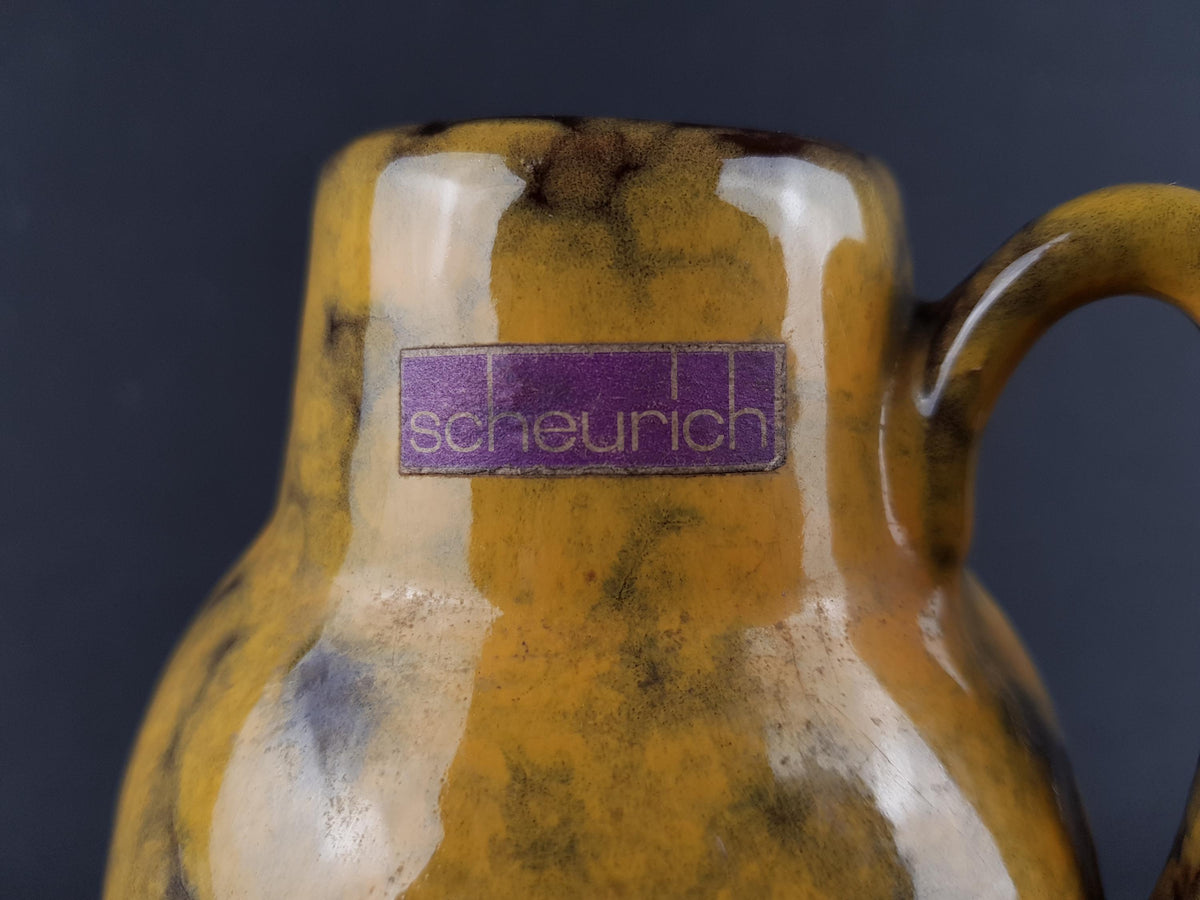 Vintage SCHEURICH KERAMIK Yellow Vase 414-16 West German Pottery 1970s