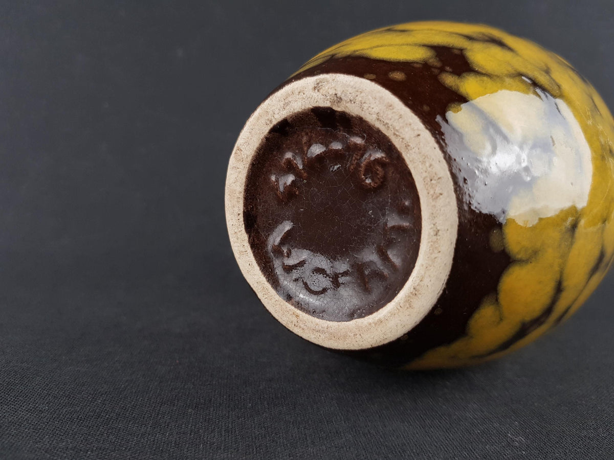 Vintage SCHEURICH KERAMIK Yellow Vase 414-16 West German Pottery 1970s