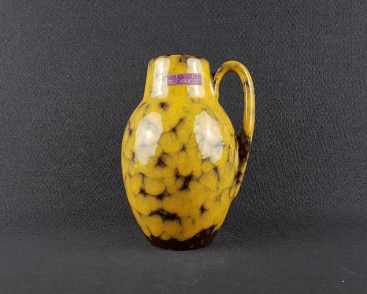 Vintage SCHEURICH KERAMIK Yellow Vase 414-16 West German Pottery 1970s