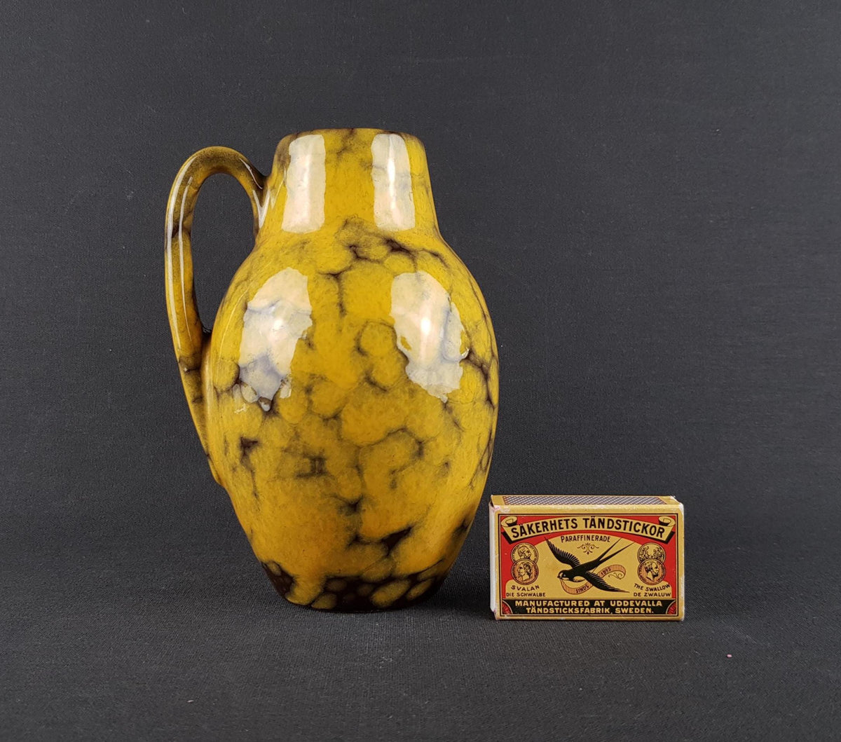 Vintage SCHEURICH KERAMIK Yellow Vase 414-16 West German Pottery 1970s