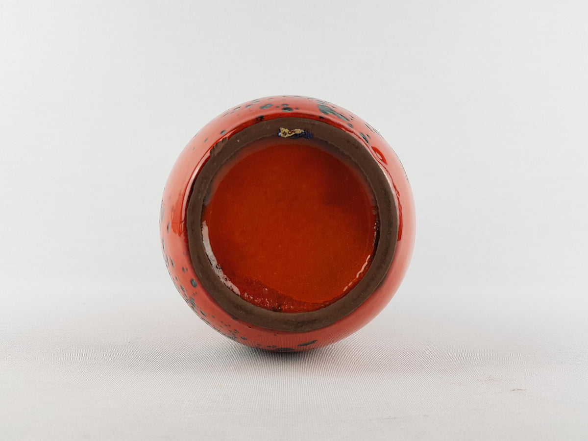 Vintage MAREI KERAMIK (Majolikafabrik Rheinbach) Freckled Red Vase West German Pottery 1970s