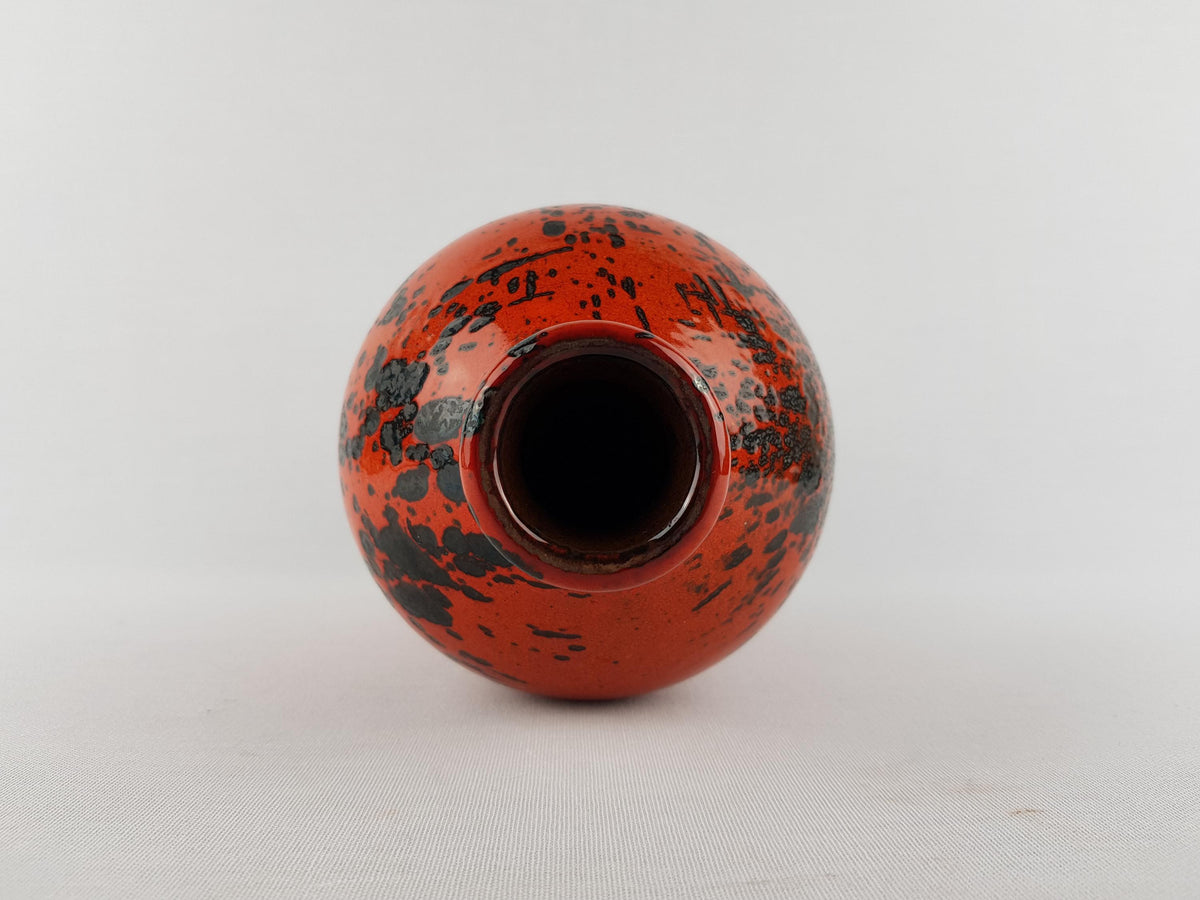 Vintage MAREI KERAMIK (Majolikafabrik Rheinbach) Freckled Red Vase West German Pottery 1970s