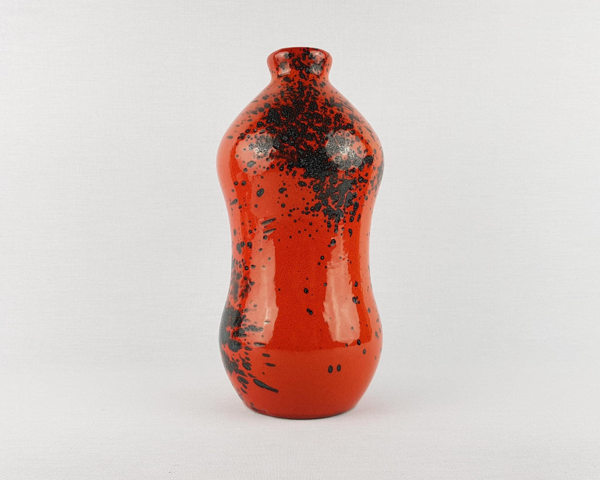 Vintage MAREI KERAMIK (Majolikafabrik Rheinbach) Freckled Red Vase West German Pottery 1970s