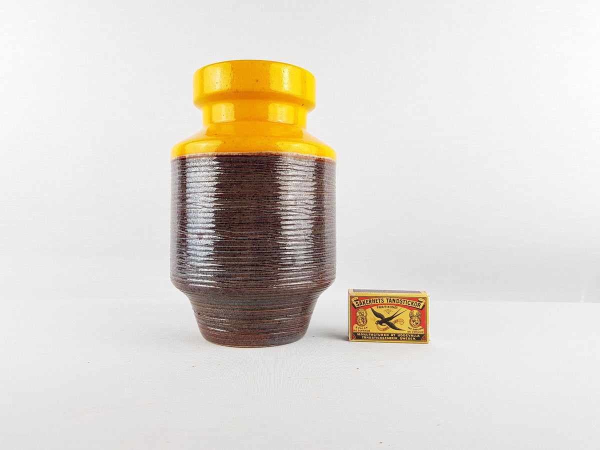 Vintage DUMLER UND BREIDEN Brown and Yellow Vase 108 20 West German Pottery 1970s