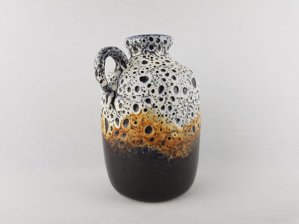 Vintage JASBA KERAMIK White and Brown Fat Lava Vase from the "Florina" Series 905 12 19 West German Pottery 1970s