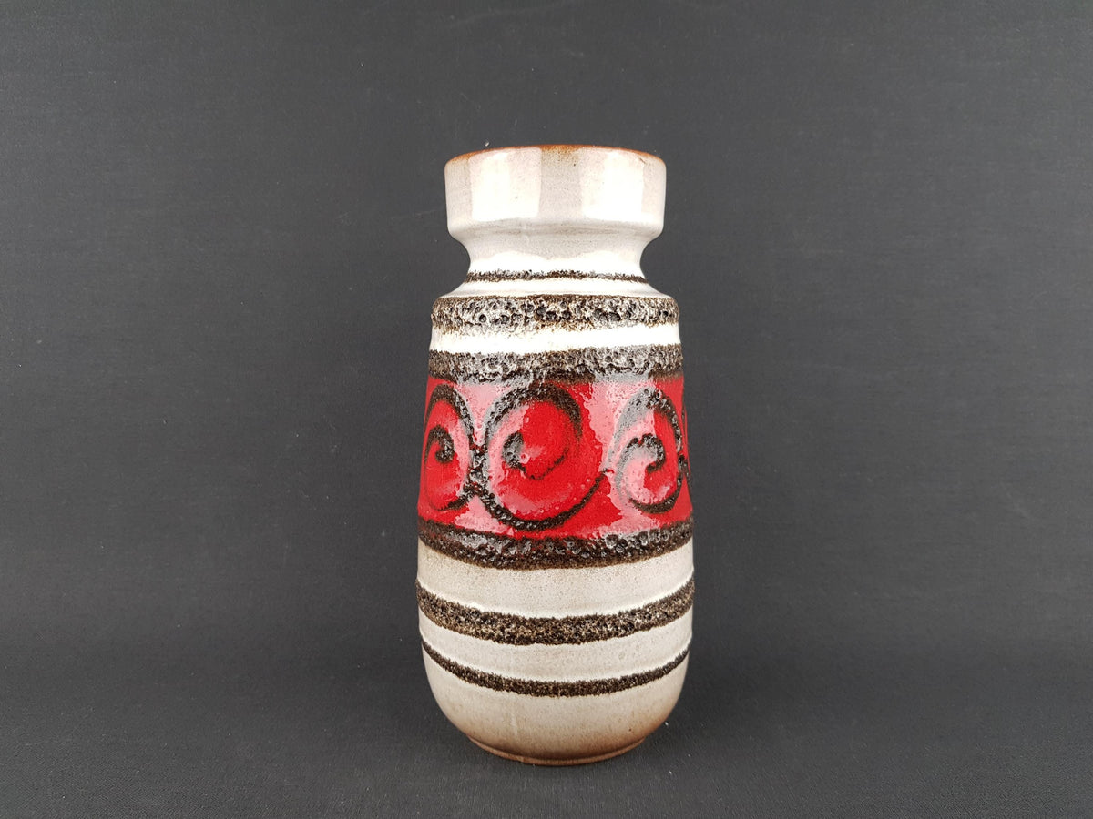Vintage SCHEURICH KERAMIK White Vase With Fat lava Swirl Decor 242-22 West German Pottery 1970s