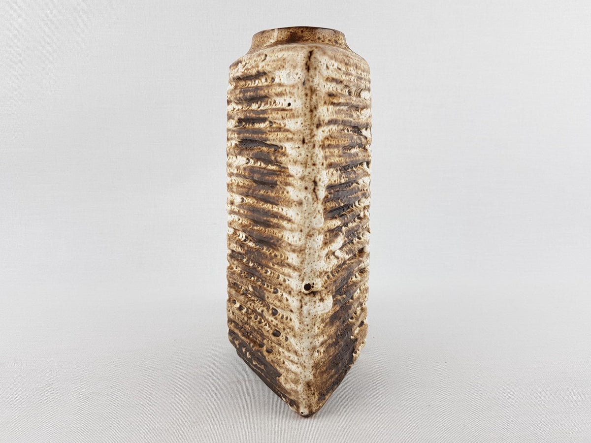 Vintage CARSTENS KERAMIK Brown Rhombic Shaped Vase With Rib Decor 7783-20 by Rudolf Christman West German Pottery 1967